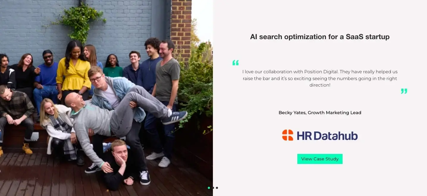The social proof section on Position Digital's SaaS SEO service page.