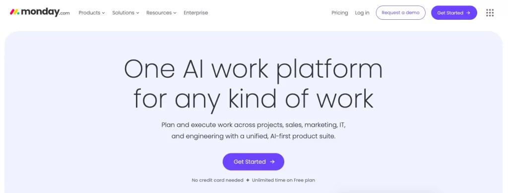 Website homepage showcasing an AI work platform, ideal for a B2B SaaS SEO agency, content marketing, and digital PR services.