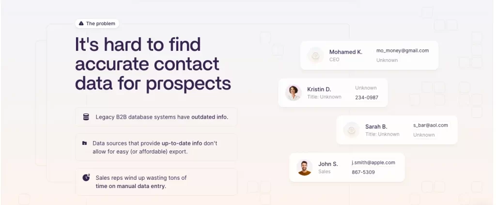 SEO agency for startups highlights contact data issues in B2B. AI SEO agency offers solutions via content marketing and GEO.