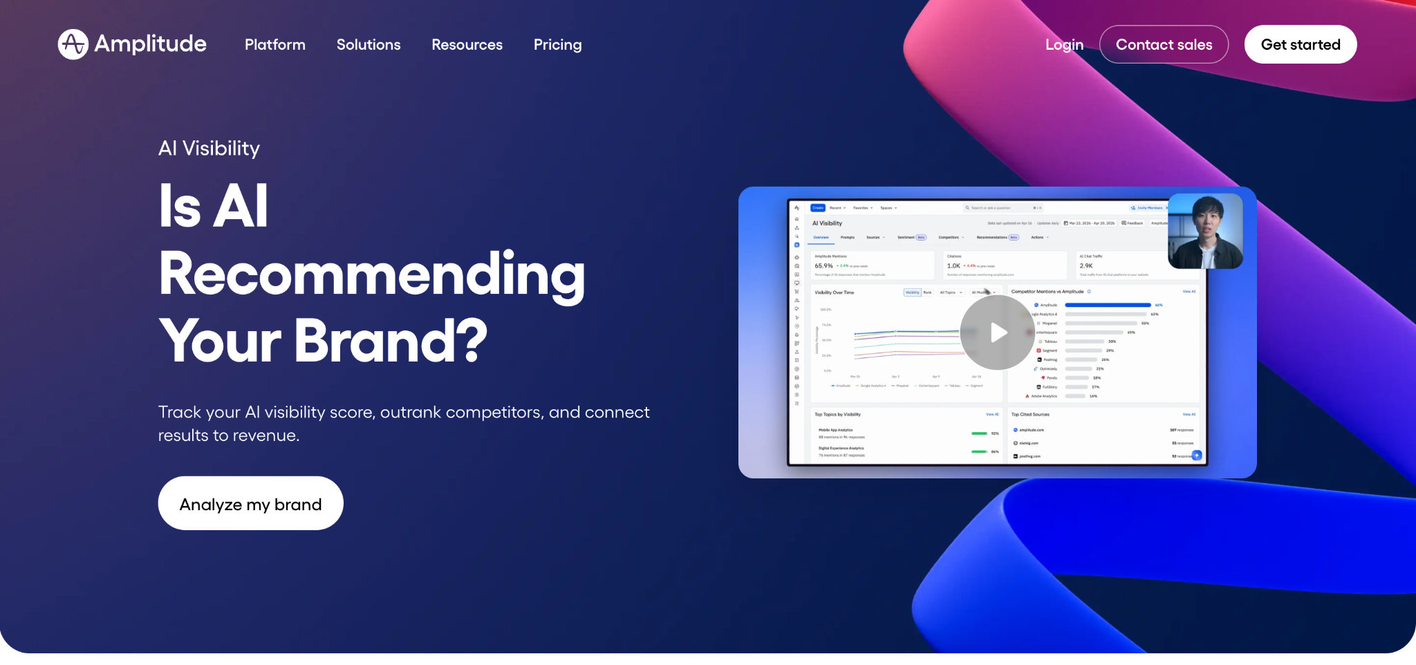 Amplitude "Is AI Recommending Your Brand?" AI Visibility landing page.