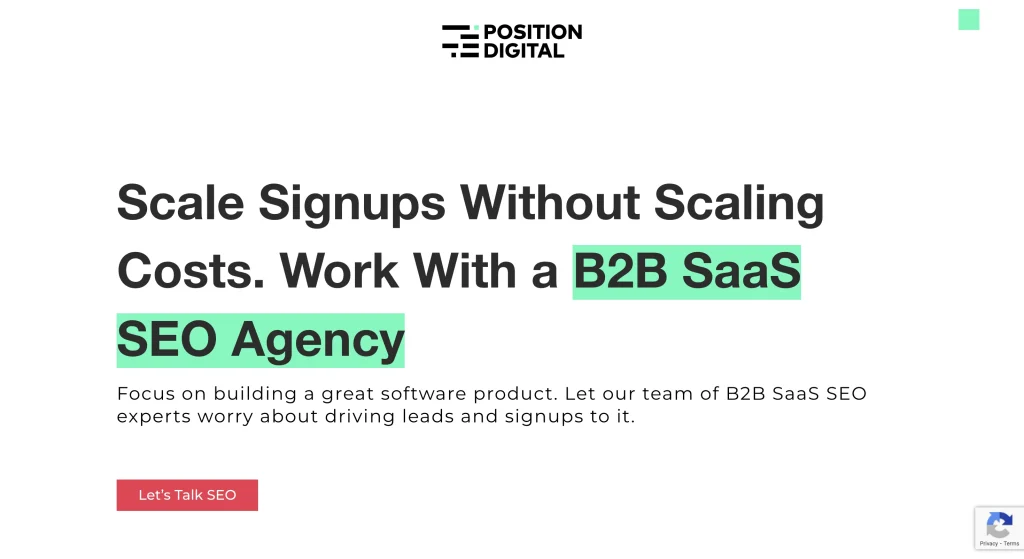 A service page of Position Digital, a SaaS SEO agency for B2B SaaS startups.