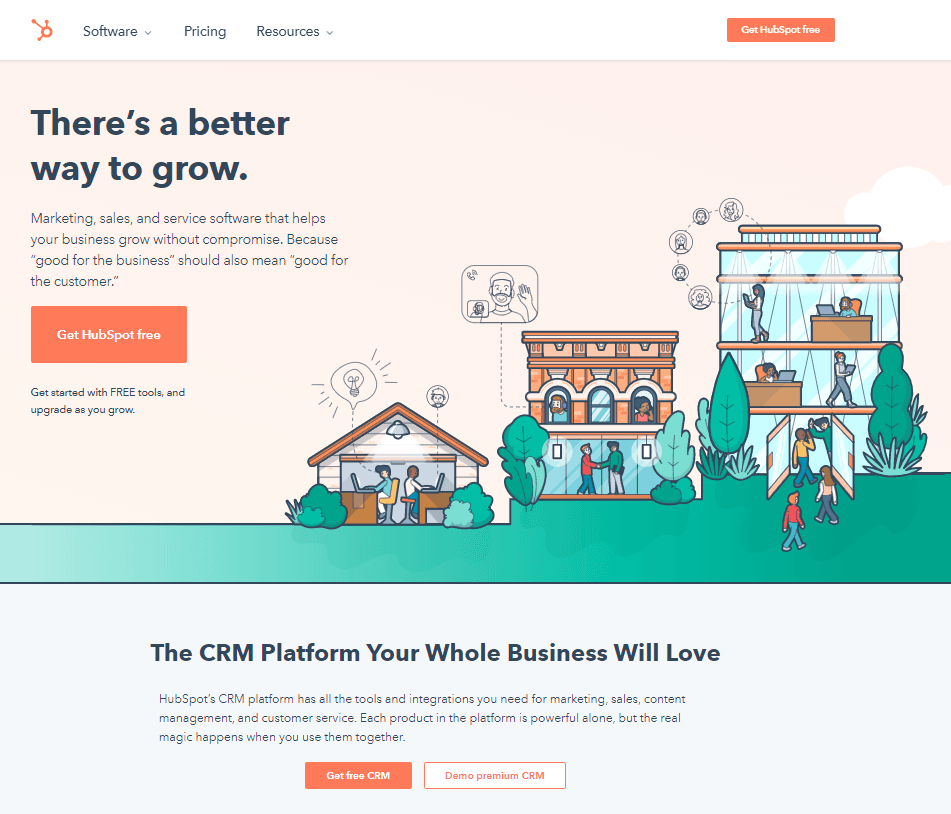 HubSpot create copy light homepage