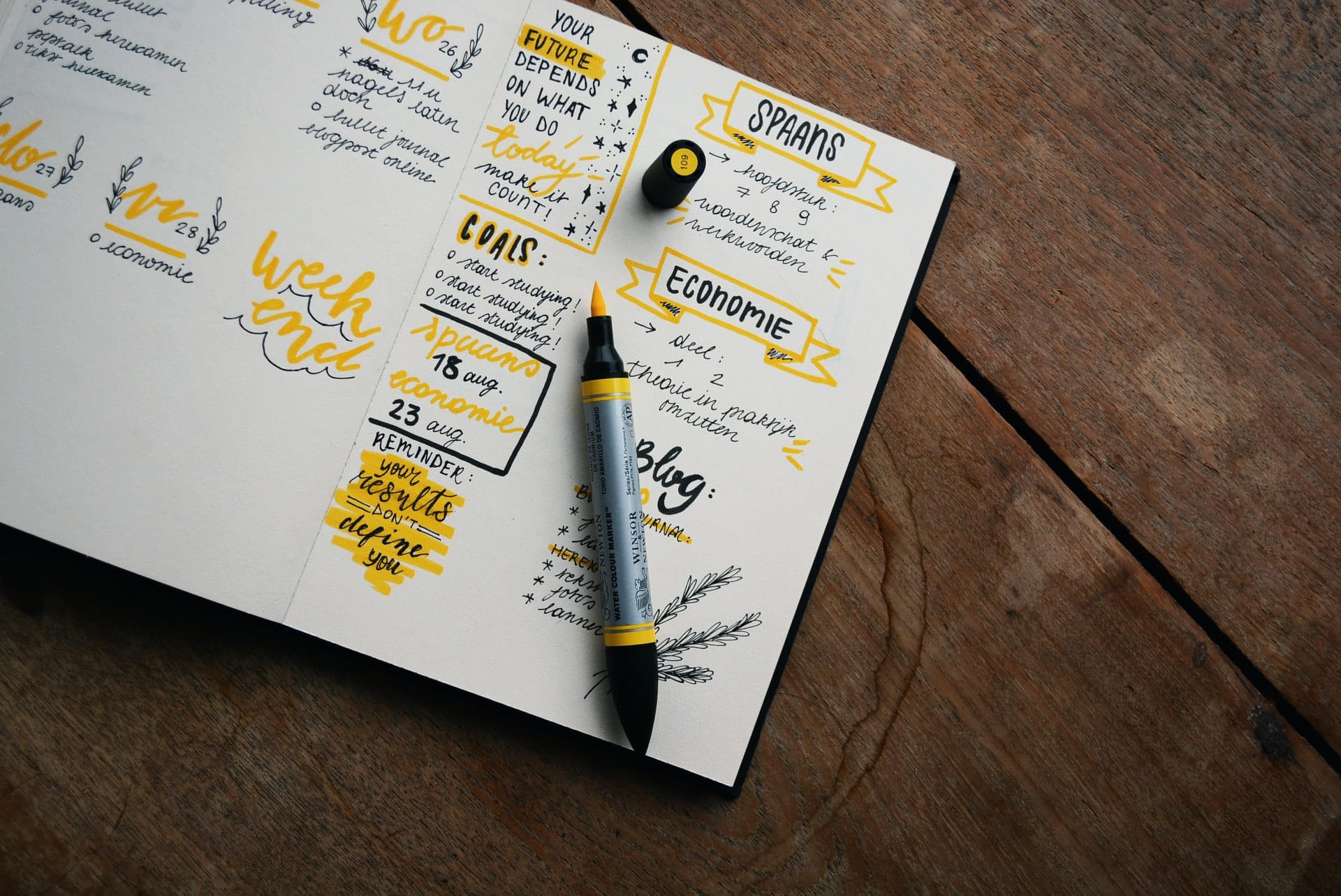 Notebook with handwritten goals and reminders, highlighting a content marketing agency's focus on SEO services for startups.