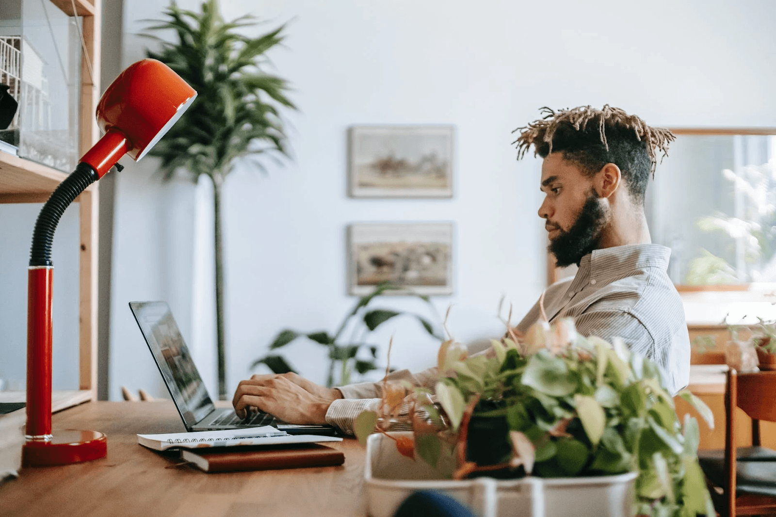 Man on laptop writing a content brief