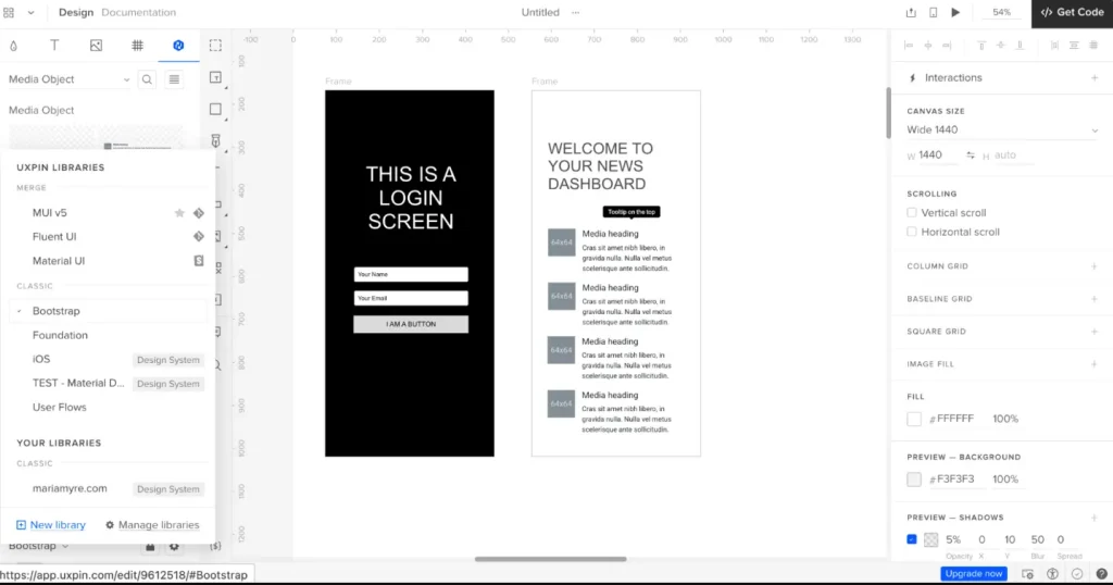 An example of a low-fidelity wireframe for SaaS.