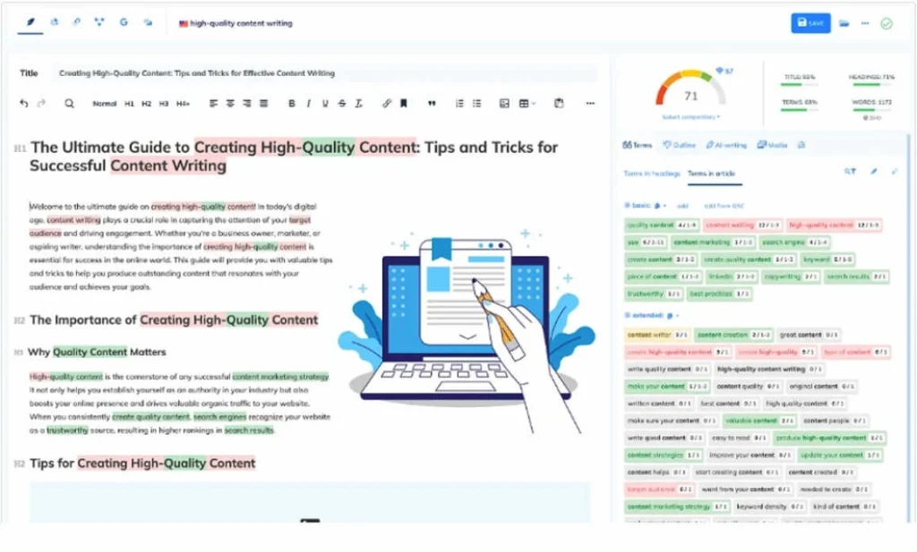 NeuronWriter Content Editor.