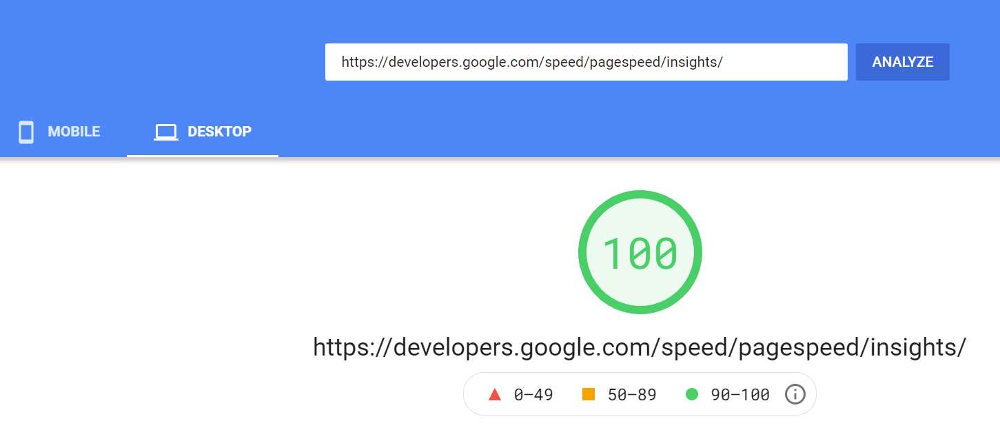 SEO agency for startups scores 100 on PageSpeed Insights, showcasing expertise in AI SEO, content marketing, and digital PR.