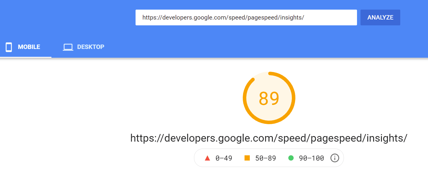 SEO agency for startups analyzes site speed, scoring 89, to enhance B2B SaaS SEO services and digital PR strategies.