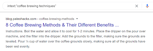 google search result for coffee brewing technique