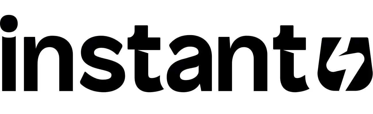 Logo for "instant" with a lightning bolt. Represents a dynamic SEO agency for startups, focusing on AI and B2B SaaS services.