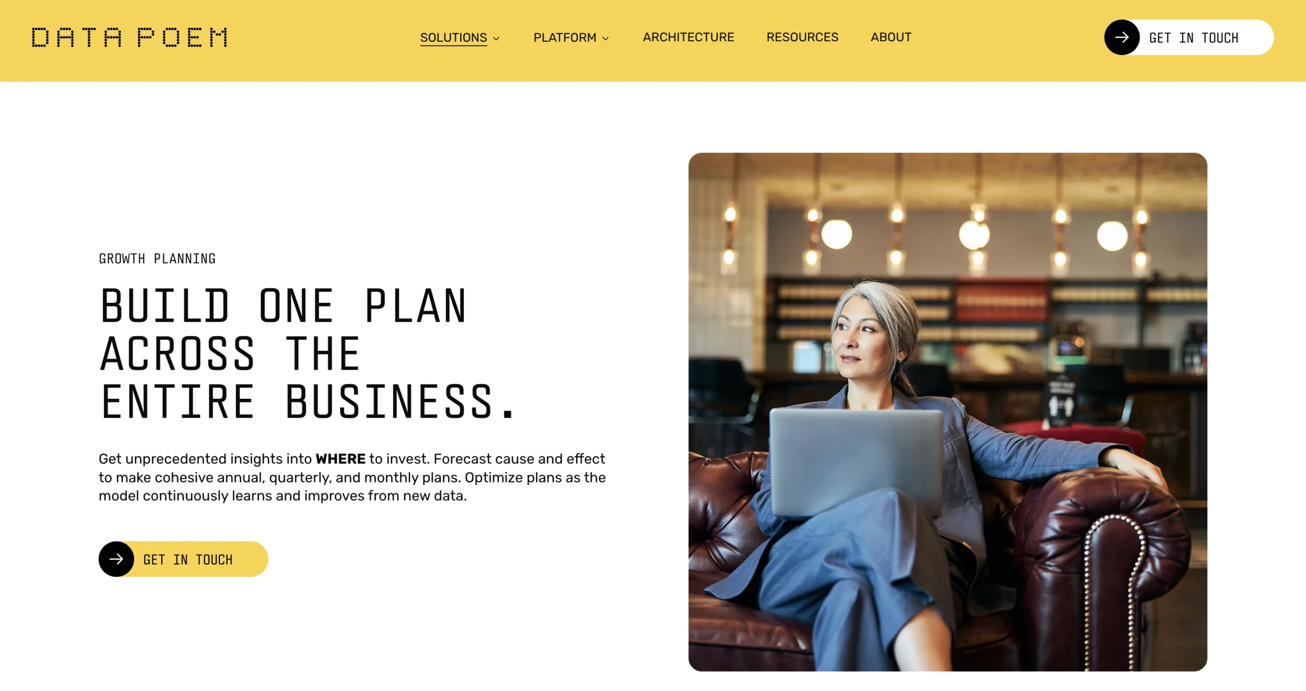 Data Poem's Growth Planning solution page.