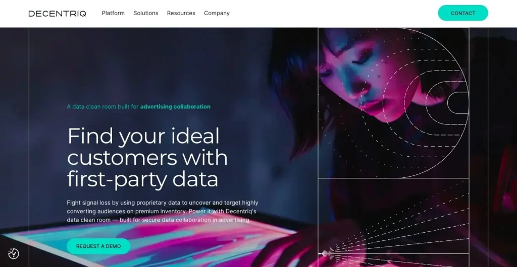 The landing page of Decentriq.