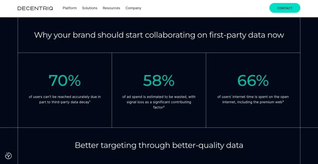 The statistics section on Decentriq's landing page.