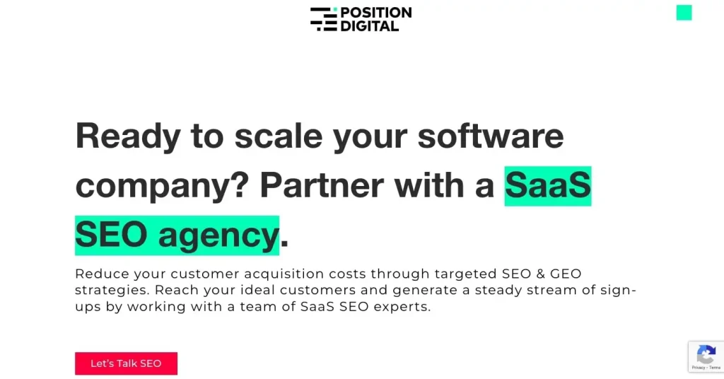 The hero section on Position Digital's SaaS SEO service page.