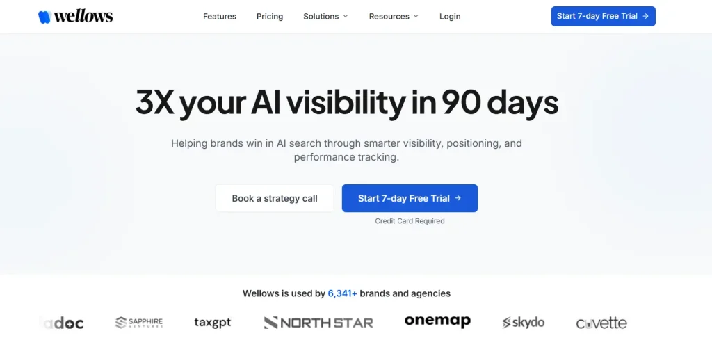 The homepage of Wellows.