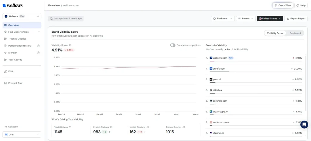 The Overview dashboard in Wellows.