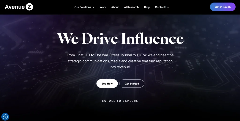 The homepage of Avenue Z