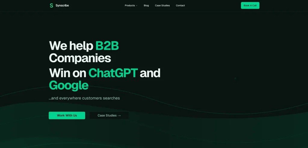 The homepage of Synscribe.