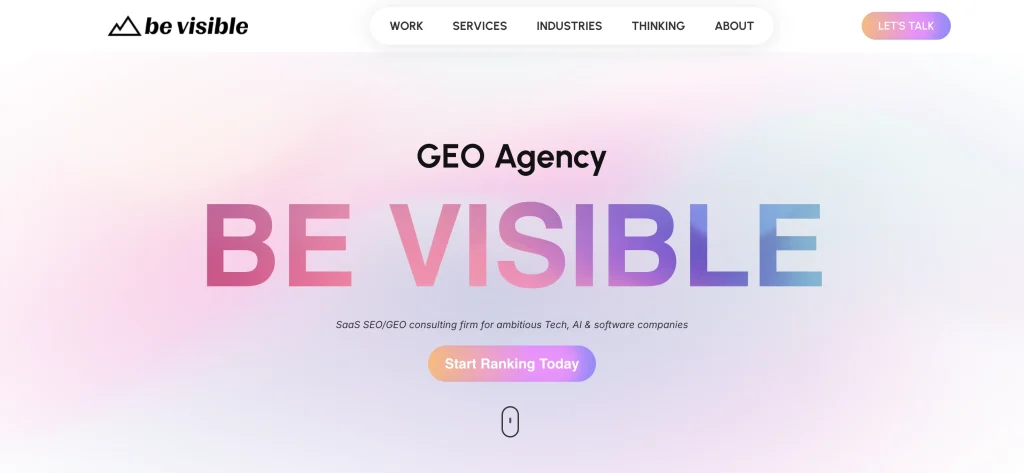 The homepage of BE VISIBLE.