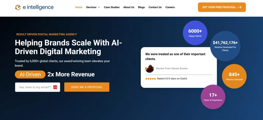 The homepage of e intelligence.