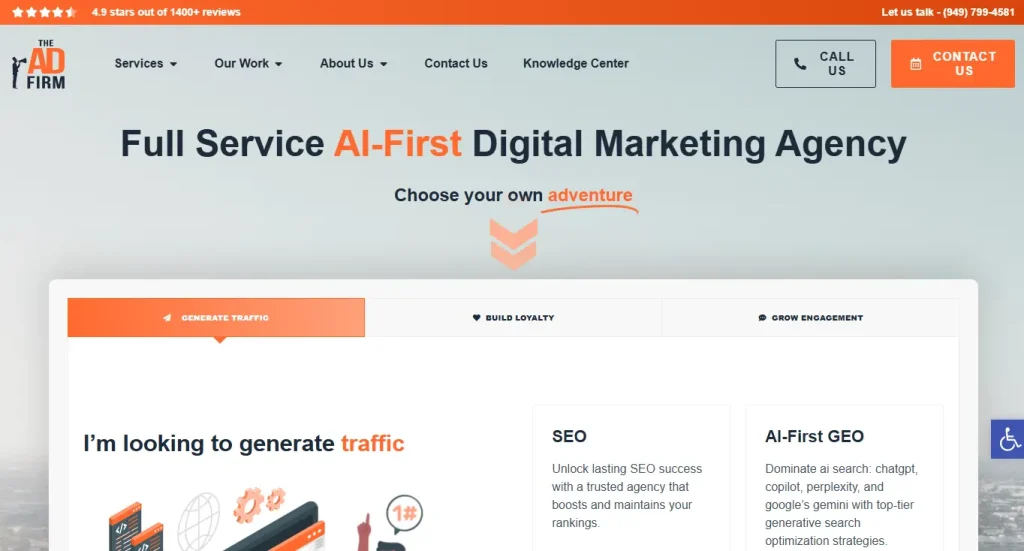 The Ad Firm homepage.