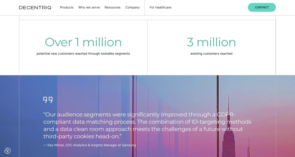 An example of a B2B SaaS case study from Decentriq.