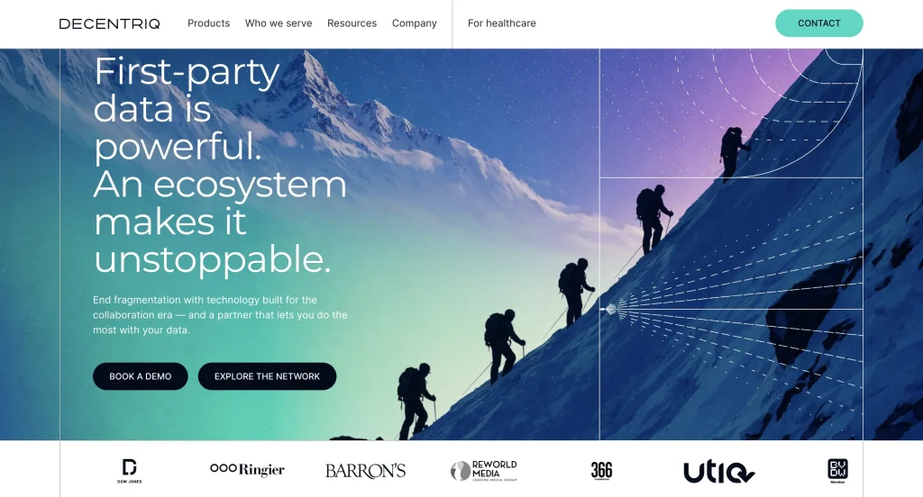 The homepage of Decentriq.