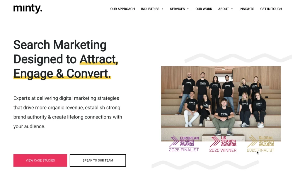 Minty Digital homepage.