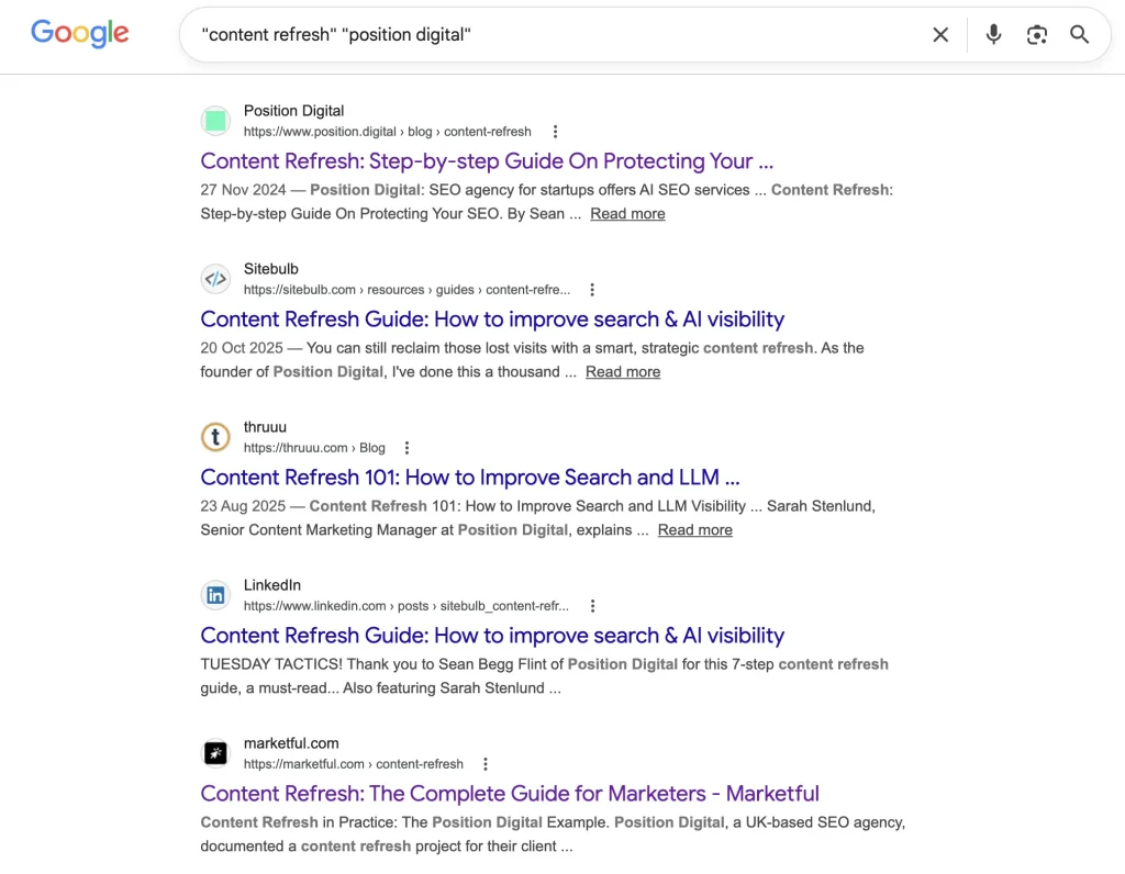 Content refresh articles written by Position Digital.