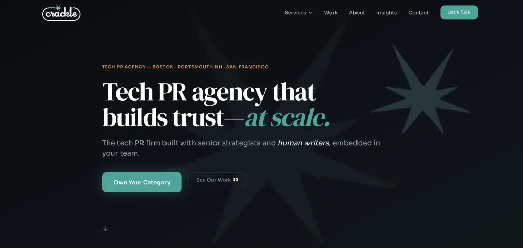 Crackle PR homepage.