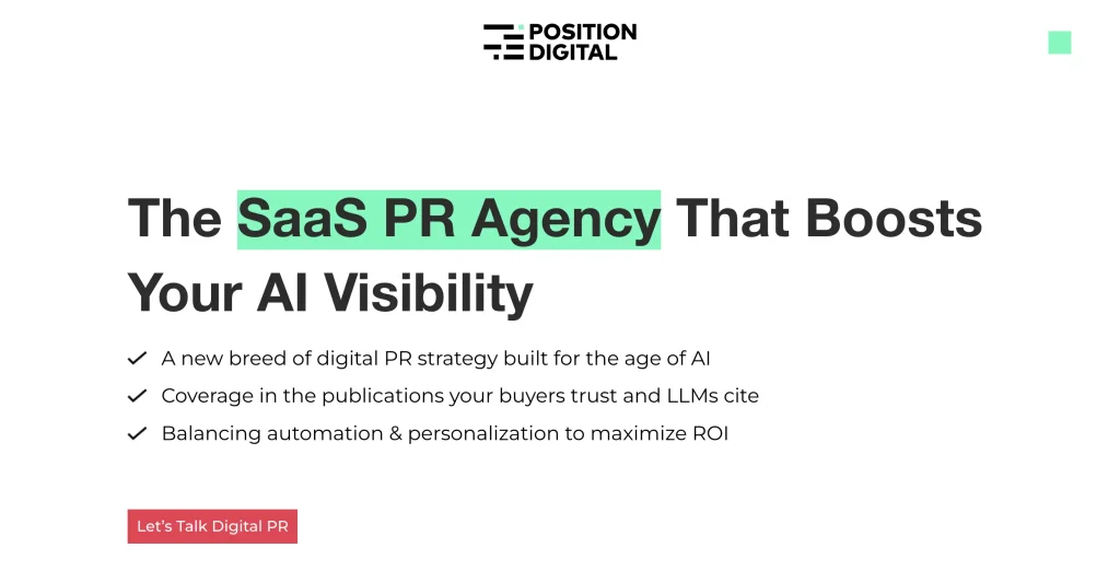 Position Digital's SaaS Digital PR service page.