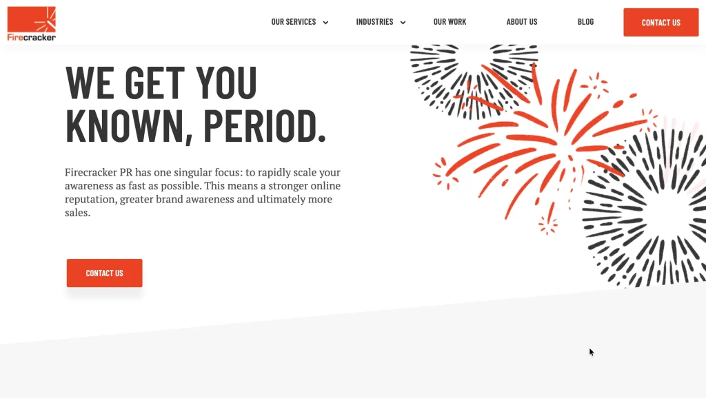 Firecracker PR homepage.