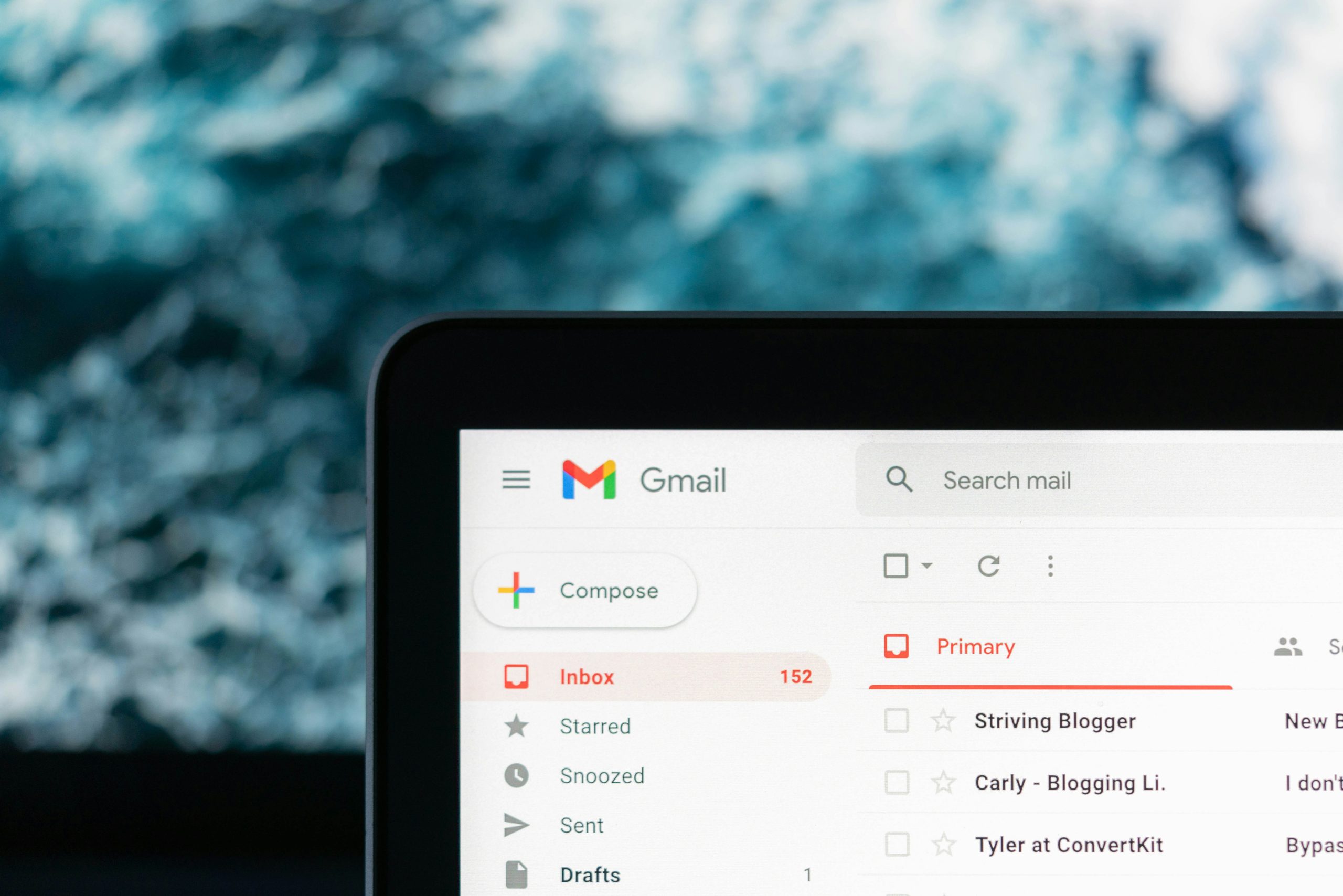 A laptop showing Gmail.