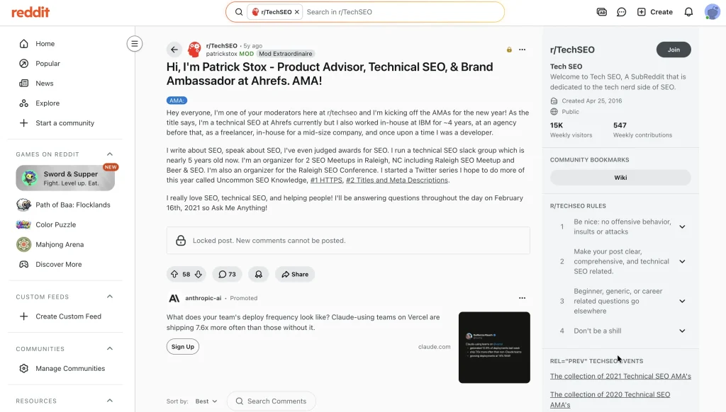 Patrick Stox's AMA session on Reddit.