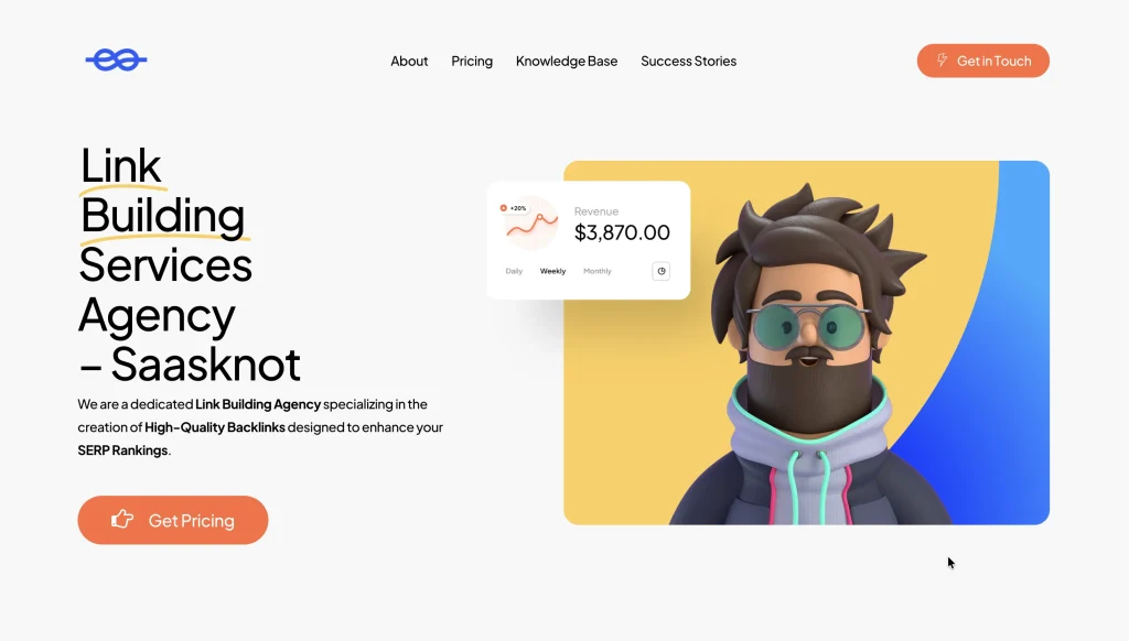 Saasknot homepage.