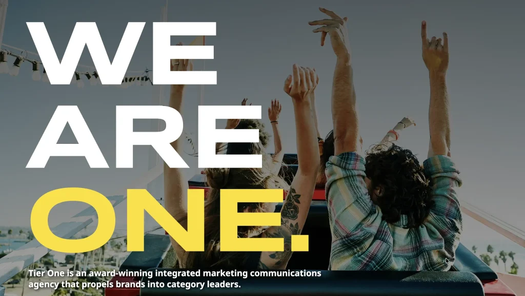 Tier One Partners homepage.