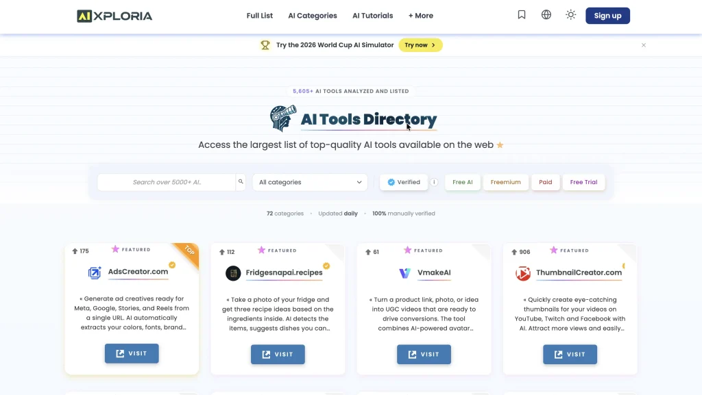 Aixploria homepage.