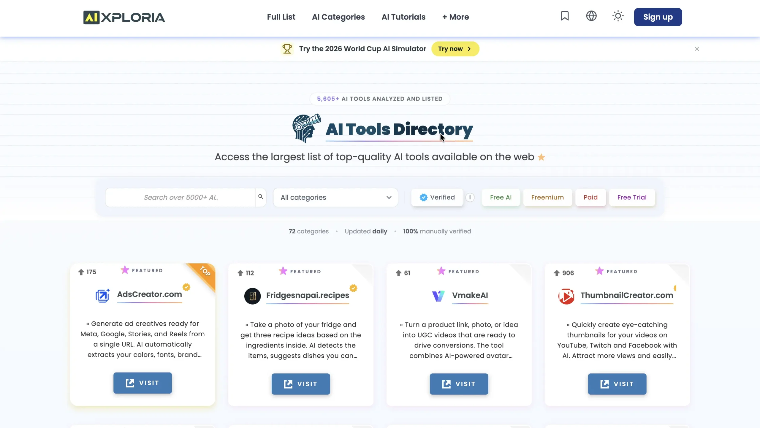 Aixploria homepage.