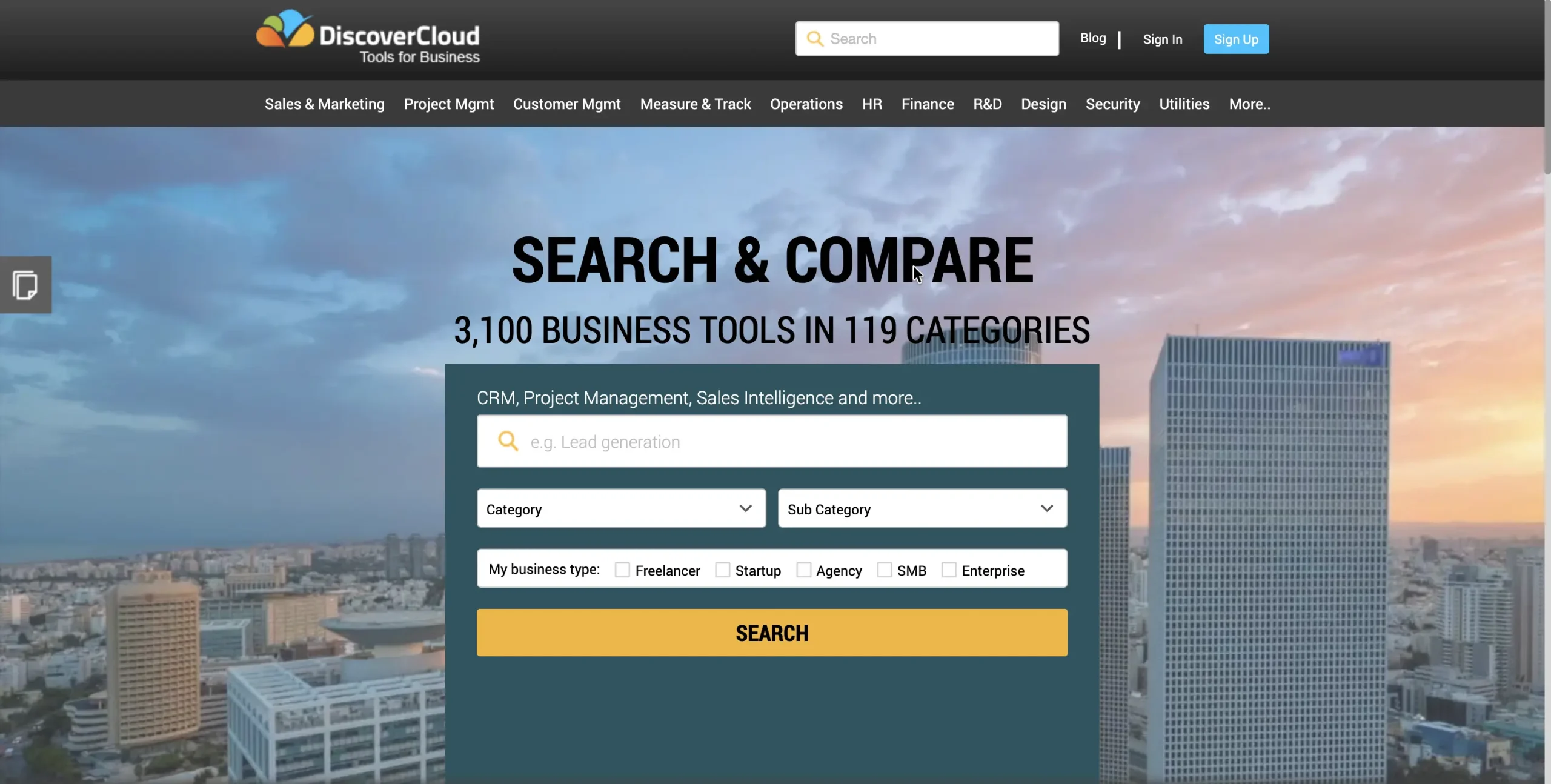 Discover Cloud homepage.