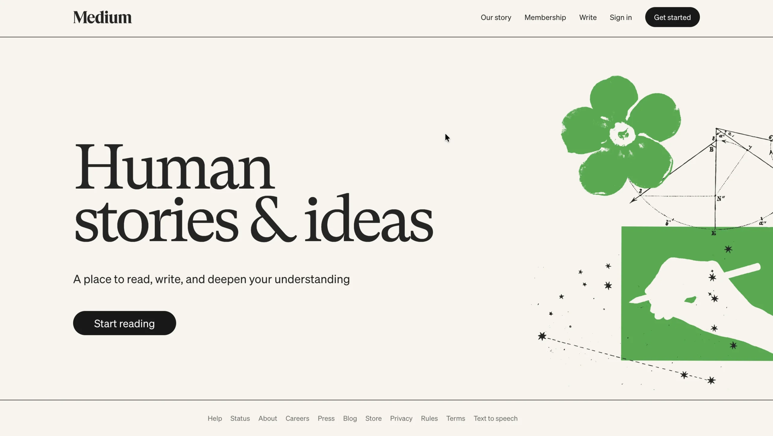 Medium homepage.