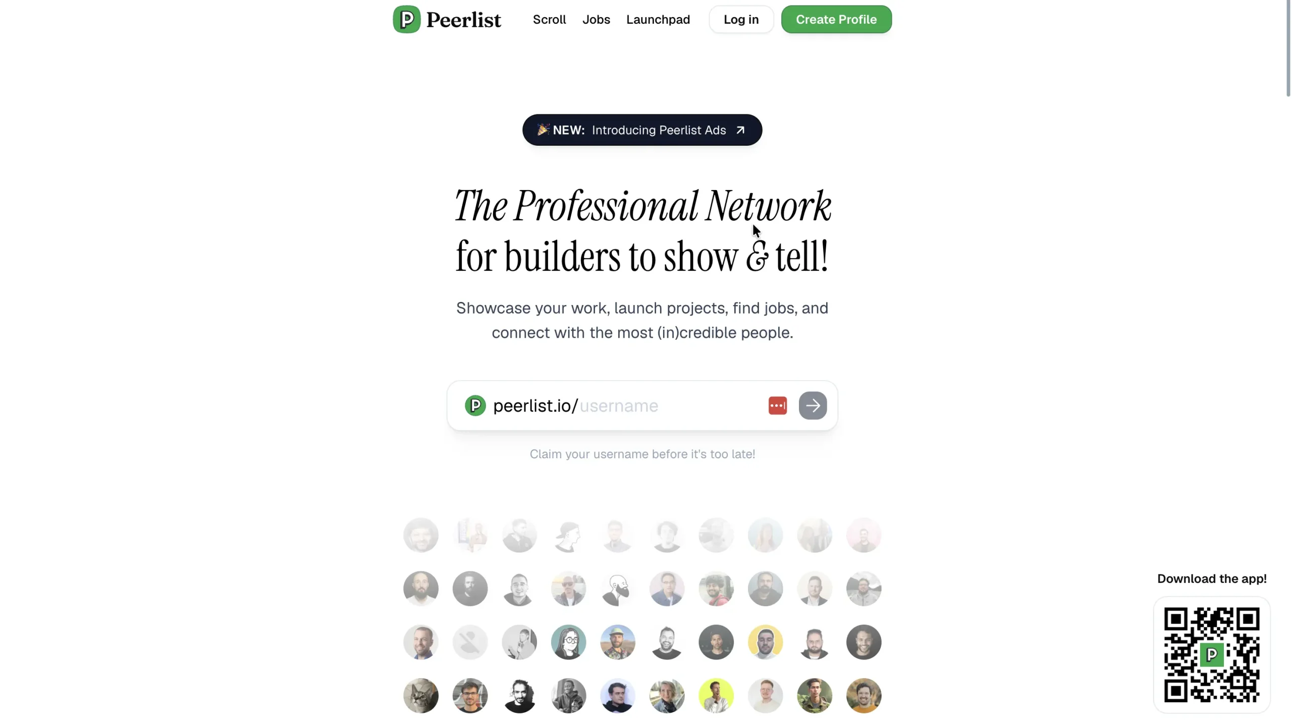 Peerlist homepage.