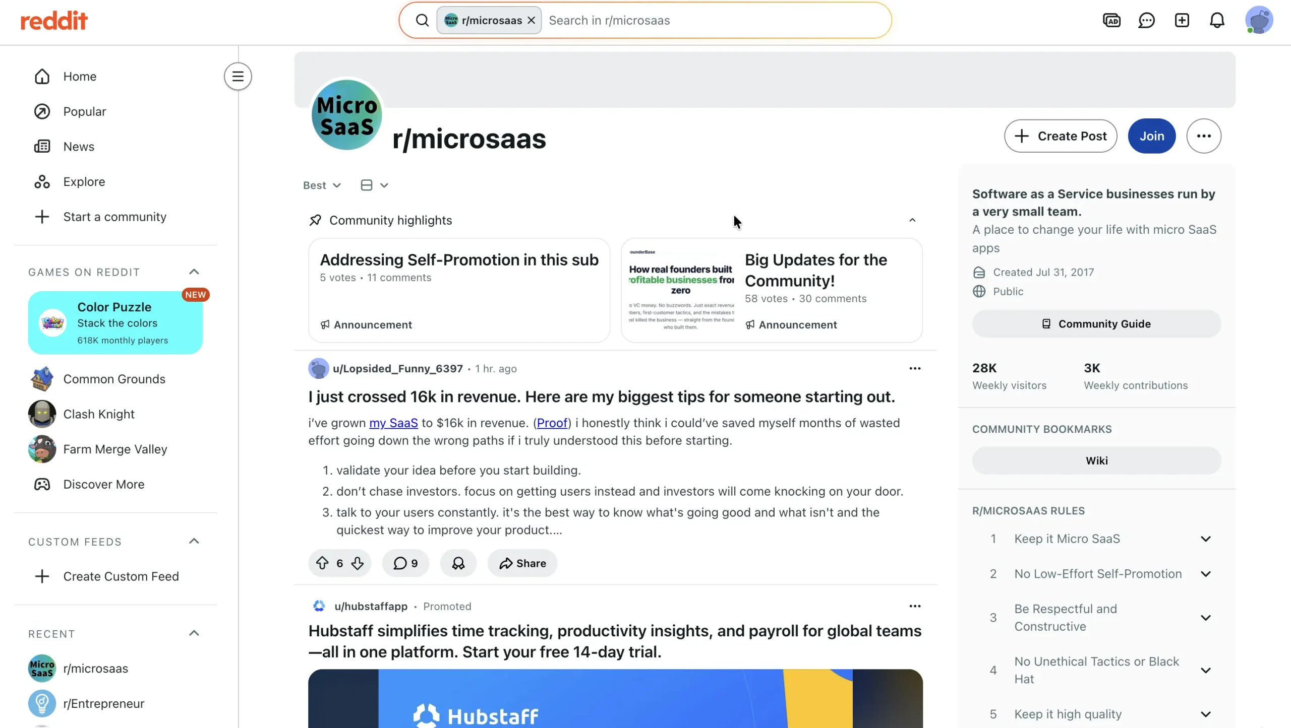 Reddit's r/microsaas community.