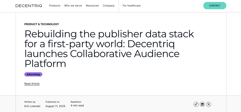 Decentriq's blog post on Collaborative Audience Platform.
