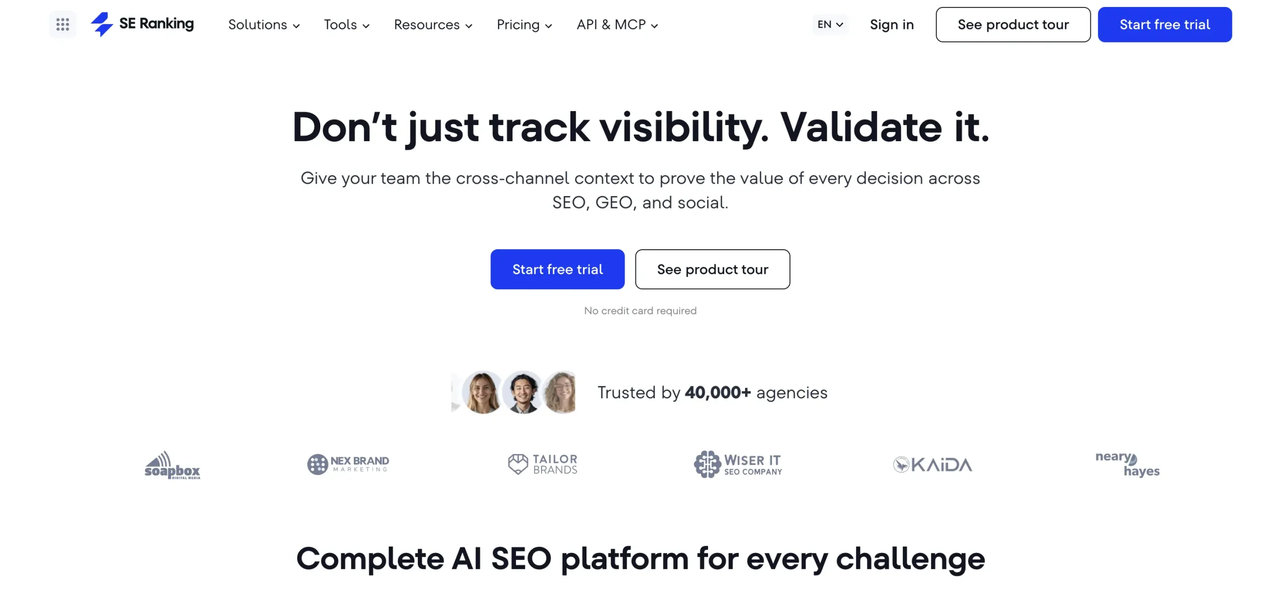 SE Ranking homepage.