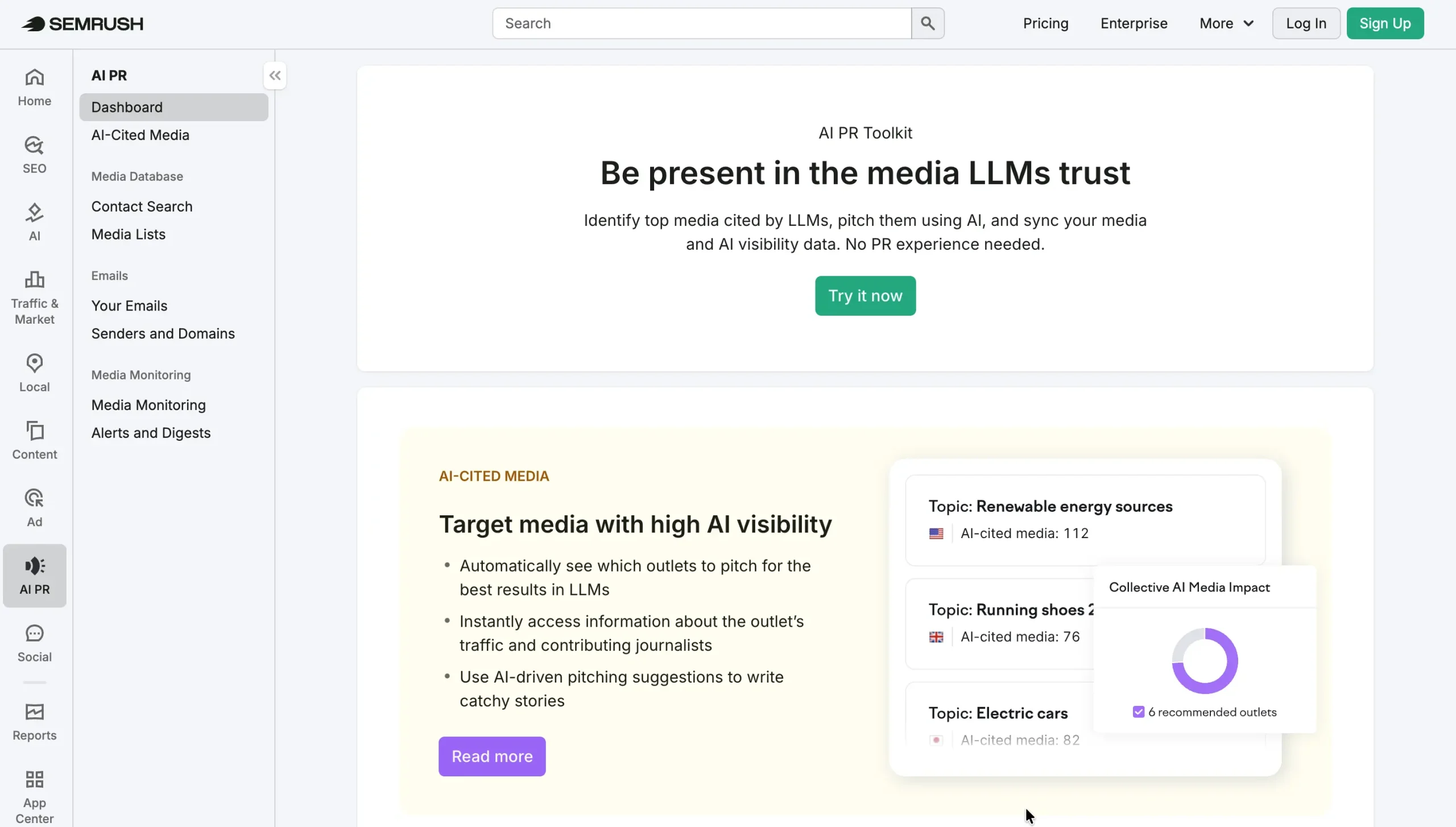 Semrush's AI PR Toolkit.